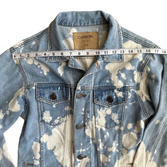Carbon Womens Tie Dye Denim/Jeans Jacket Light Wash‎ with Distress Size S New! - Picture 7 of 11